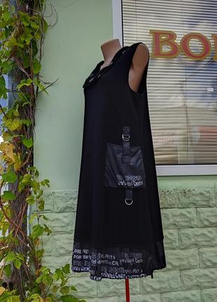 Черное шерстяное платье-сарафан escalla