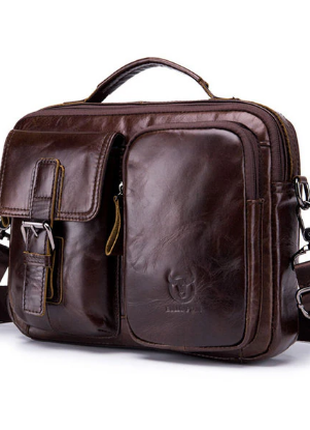BULLCAPTAIN.Дизайнерская мужская сумка-мессенджер из натуральной