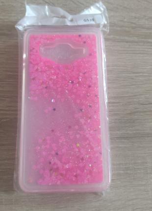 Чехол бампер розовый жидкий блеск Glitter для Samsung G530 / G531