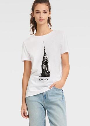 Футболка dkny белая хлопок модал