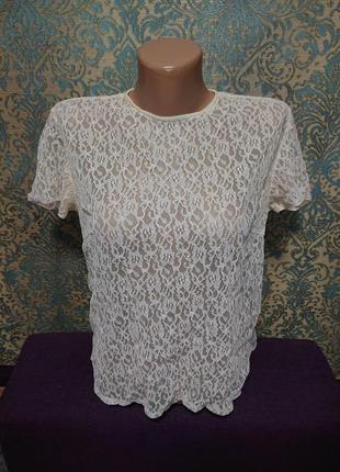 Женская гипюровая блуза винтаж р.44/46 блузка блузочка винтажная