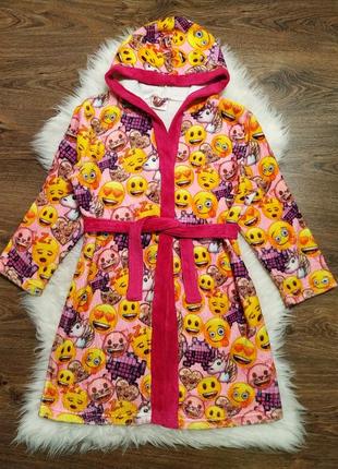 Фирменный, разноцветный, махровый халат для девочки 9-10 лет
