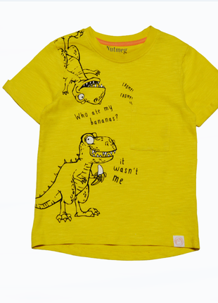 Желтая футболка с динозаврами nutmeg на девочку 3-4 года