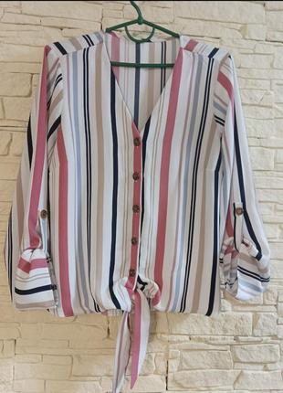 Женская блуза рубашка в полоску батал размер 48-50
