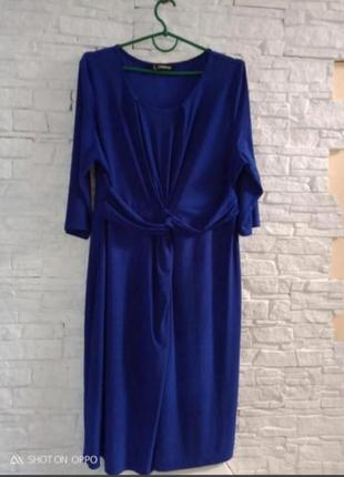 Жіноче плаття футляр синього кольору великий розмір 54-56