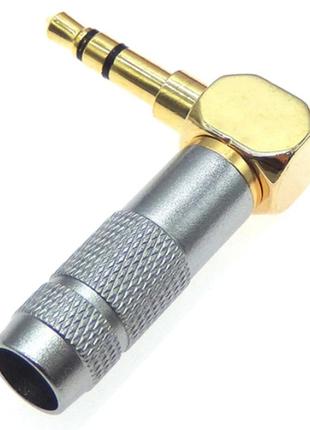 Штекер на кабель HM-081 3-pin 3.5mm кутовий Сірий