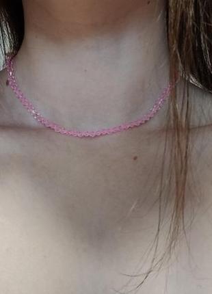 Розовый чекер ожерелье из бисера