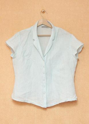 Рубашка - блуза лен kaliko  цвета светлый тиффани. мережка
