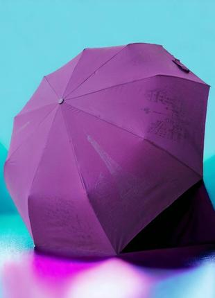Женский зонт автомат с системой антиветер, фиолетовый