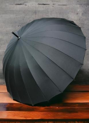 Большой зонт-трость анти-шторм с 24 карбоновыми спицами и полу...