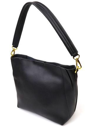 Деловая женская сумка из натуральной кожи 22109 Vintage Черная GG