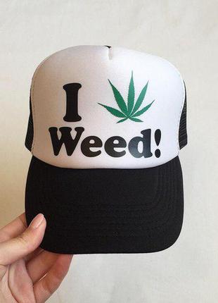 Кепка тракер i love weed / принты на кепках