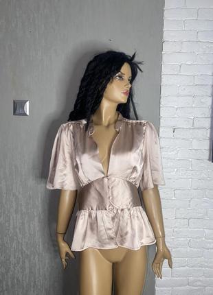 Блуза сатинова блузка на ґудзиках topshop, xxxl 54р