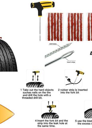 Набір для ремонту автомобільних безкамерних шин (87 предметів,...