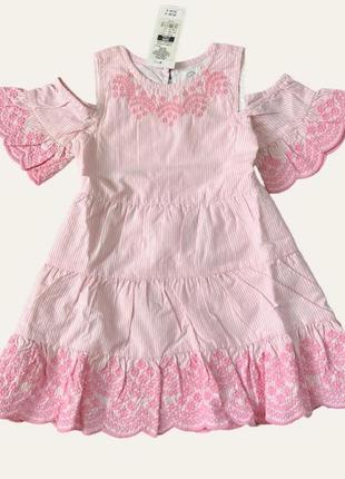 Красивое нарядное платье на девочку розовое с вышивкой 92 см c...