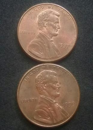 1 цент США 1997 та 1999р.р.
