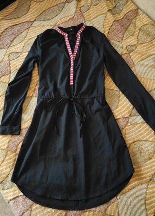 Платье туника черное вышиванка h&m