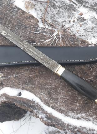 Нож охотничий пластунский из дамасской стали s-1 моренный дуб