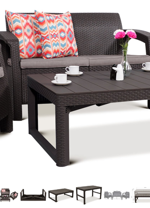 Комплект садовой мебели Keter Corfu Set 2 Lyon Table Rattan