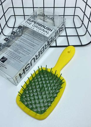 Гребінець для волосся Janeke Superbrush жовтий із зеленим