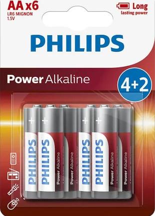 Батарейка LR6/AA Power Alkaline Blister 6шт Philips