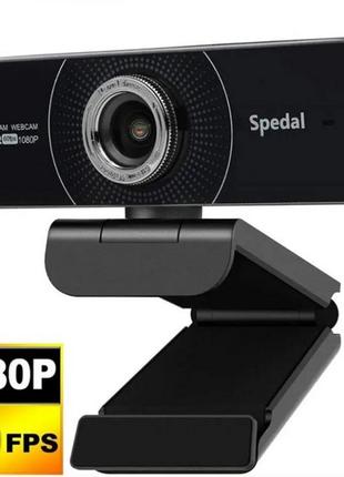 Вебкамера FullHD 1080p 60fps USB с микрофоном для компьютера П...