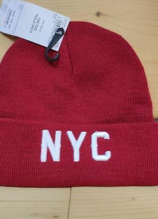 Шапка - terranova - надпись буквы nyc new york красная (зимняя...