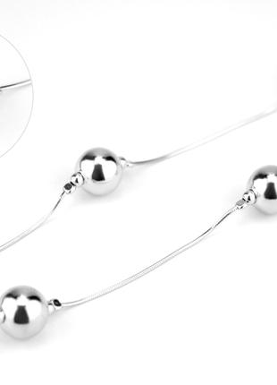 Цепочка серебряная Снейк с шариками Ф1, 45 размер