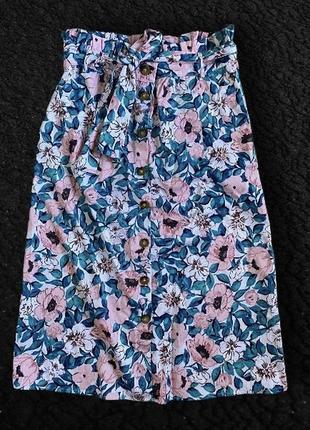 Высокая orsey юбка миди в цветы с цветами карманами на талии
