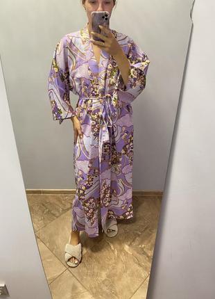 Домашний халат кимоно цветочный принт