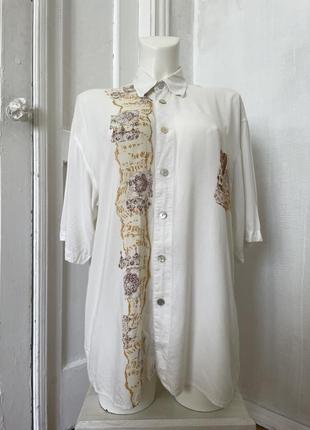 Белая авангардная рубашка с невероятным принтом coletti studio...