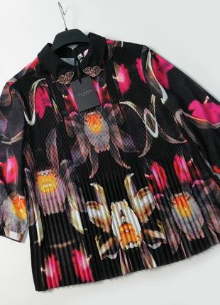 Новая плиссированная блуза с цветочным принтом с воротником te...