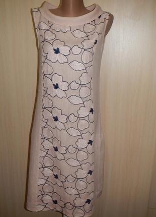 Льняное платье с вышивкой p.s итальялия 100% лен