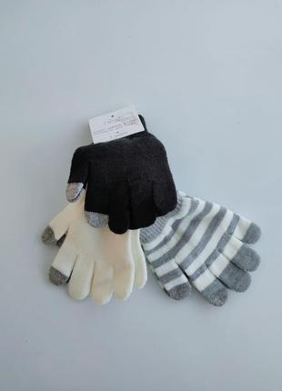 Комплект рукавички 3 пари з сенсорним пальчиком чутливі до сен...