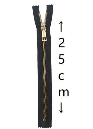 Молния - змейка металлическая для сумок цвет черный/золото 25 см