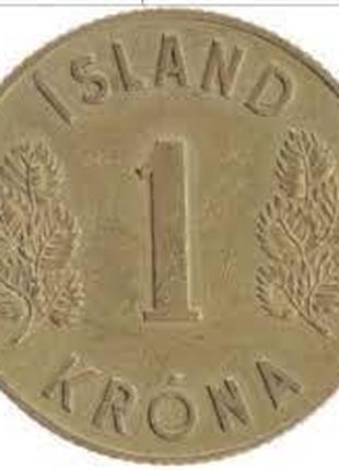 Монета 1 крона. 1973 год, Исландия