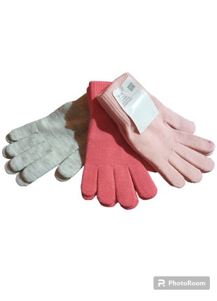 Набор трикотажных утепленных перчаток с&amp;а для девушки