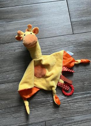 Платочек игрушка жираф с грызуном gro