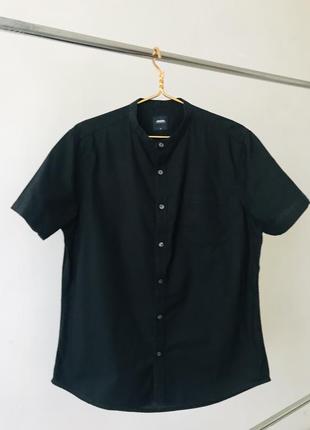 Хлопковая рубашка burton без воротника, черного цвета, размер l