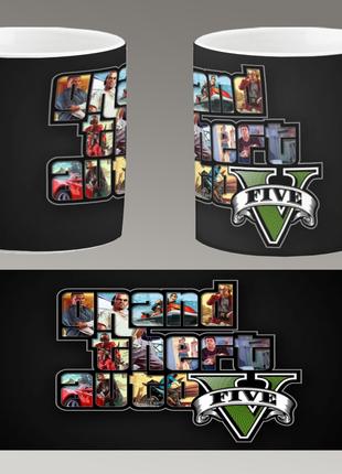 Чашка белая керамическая "GTA 5" Grand Theft Auto V "ГТА 5" ABC