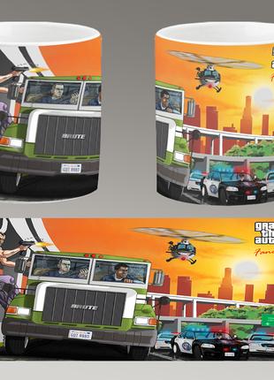 Чашка белая керамическая "GTA 5" Grand Theft Auto V "ГТА 5" ABC
