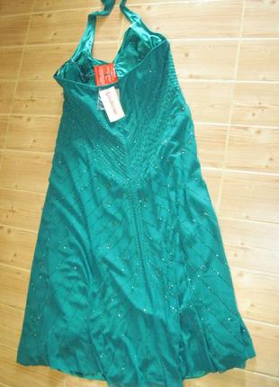 Нове довге зелене плаття з вишивкою бісером "kaleidoscope" р. 56