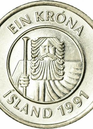Треска. Монета 1 крона. 1981-1987 год, Исландия.