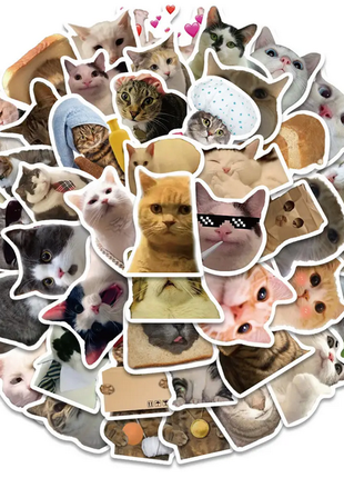Набір вінілових наклейок котики Меми стикери 10 шт.
