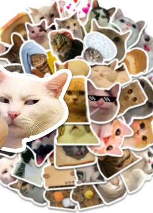Набор виниловых наклеек котики Мемы стикеры 10шт