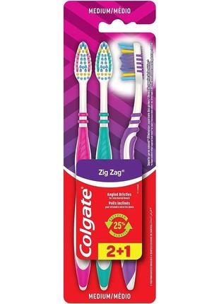 Зубная щетка Colgate Zig Zag 2+1 шт. Medium