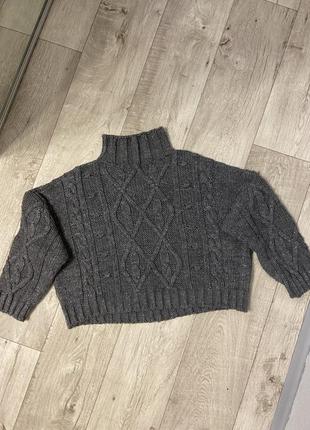 Объемный свитер из шерсти, альпака, с люрексом размер 46/48