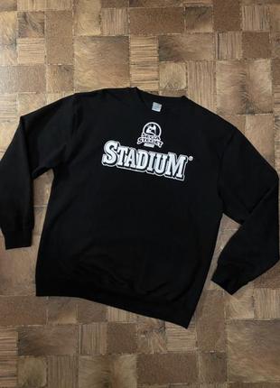 Базовый мужской черный свитшот на флисе с надписью stadium, ра...