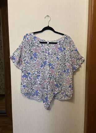 Базовая легкая цветочная блуза топ с завязками от c&amp;a, раз...