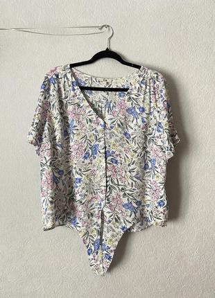 Блуза цветочный принт фирма c&amp;a, размер 48-50-52-54